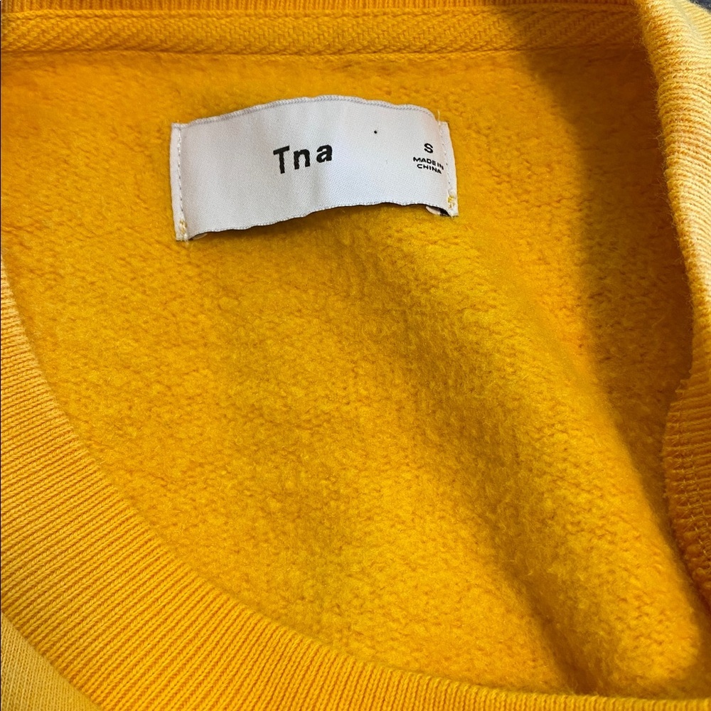 TNA Aritzia Yellow Crewneck Sweatshirt | Cropped Cozy Pullover Basic Size S - Picture 4 of 8